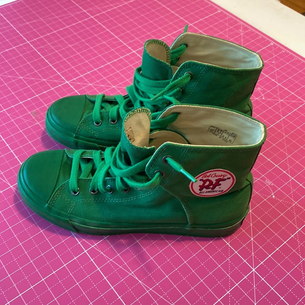 RARE Green Monochrome P.F. Flyers Vintage Style High Tops Women’s  8.5